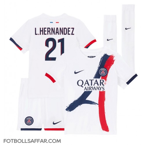 Paris Saint-Germain Lucas Hernandez #21 Bortadräkt Barn 2024-25 Kortärmad (+ Korta byxor)